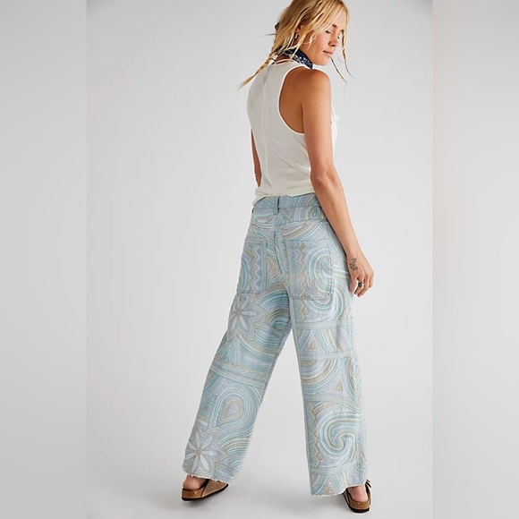 Free People ‘Solstice’ Slouchy Wide Leg Embroidery Pants- Size 25 - Picture 3 of 9